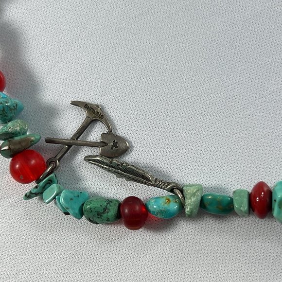 Southwestern Native American Style Necklace Chip Faux Turquoise Charms - Picture 4 of 10